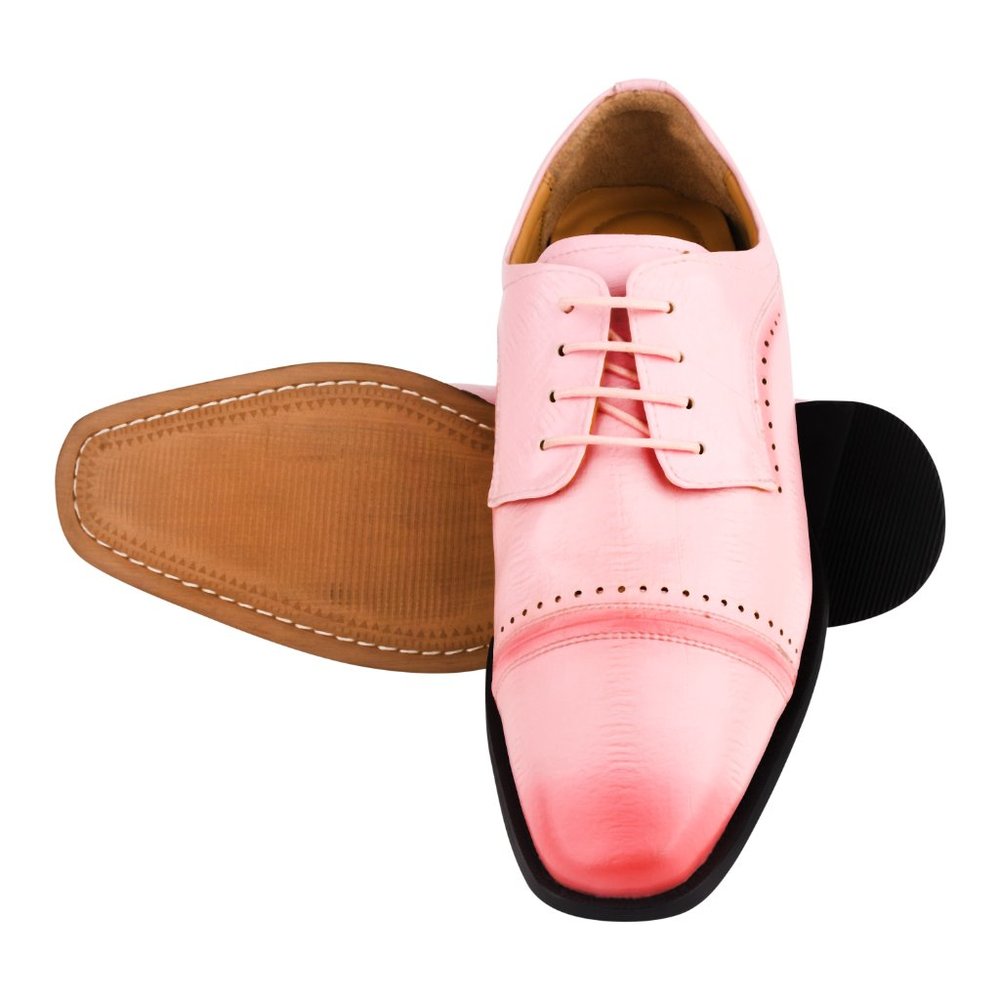 BRUCE Genuine Leather Pink Oxford Style Dress Shoes - Picture 2 of 7